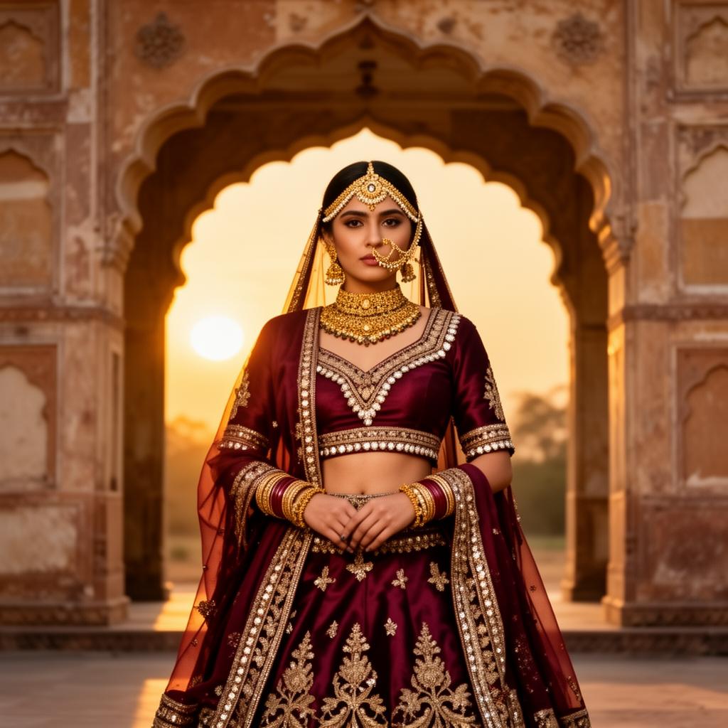Rajputi bride in maroon poshak